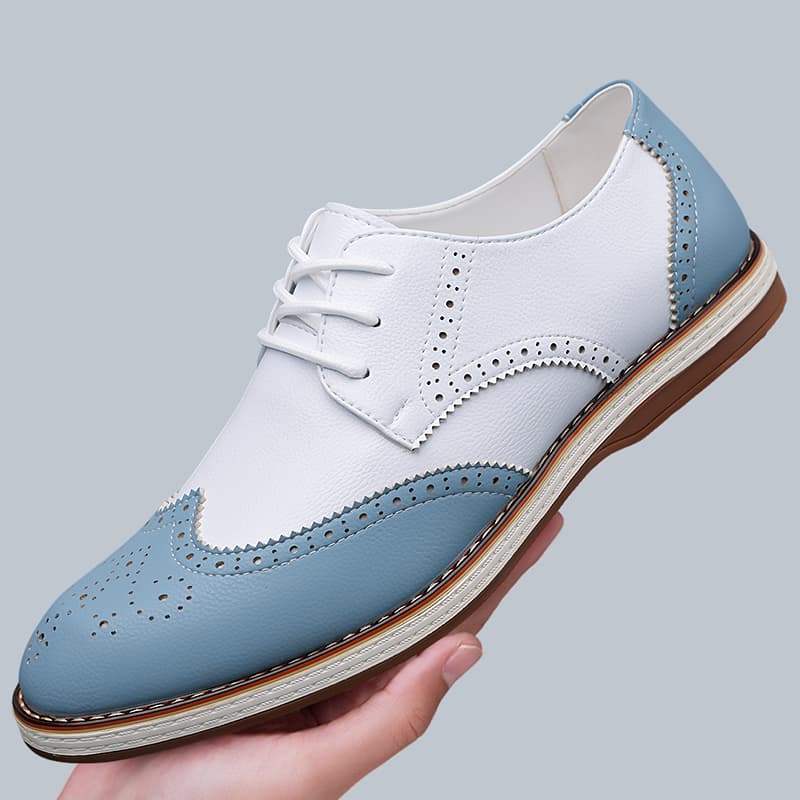 Men'S Shoes Hugo Boss - Heren Wit Blauw Tweekleurige Brogue Oxford