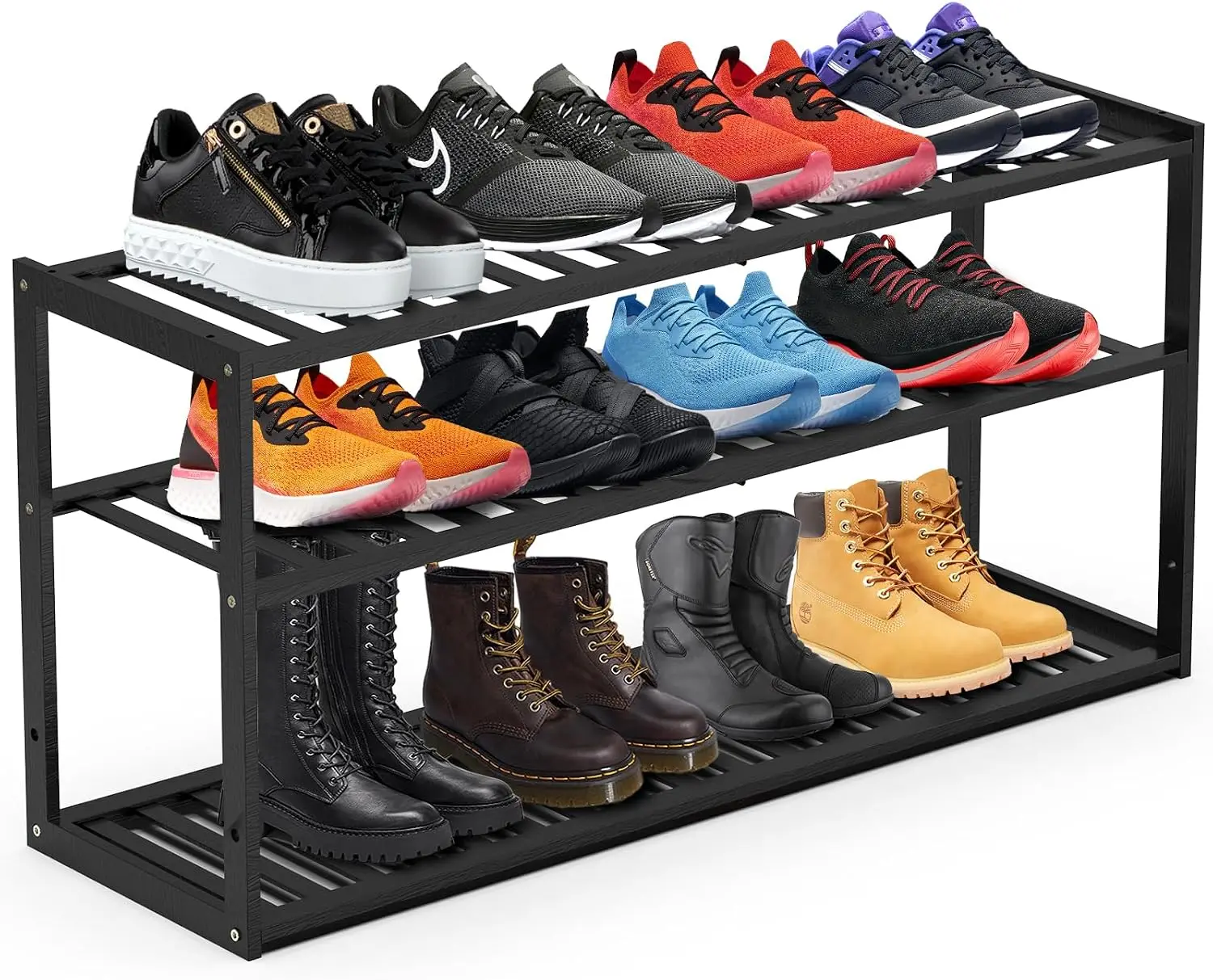 Men Shoes Rack - 3-laags 32,5 inch bamboe schoenenrek voor